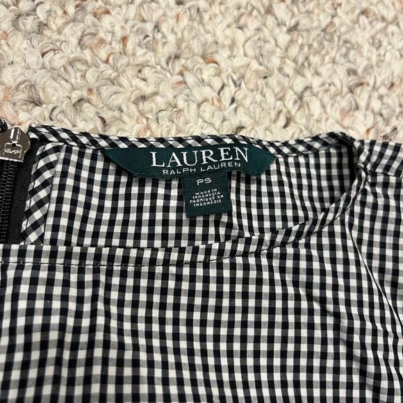 Lauren Ralph Lauren Gingham Plaid Short Sleeve Blouse Sz S Petite Ruffle Preppy - Picture 2 of 7